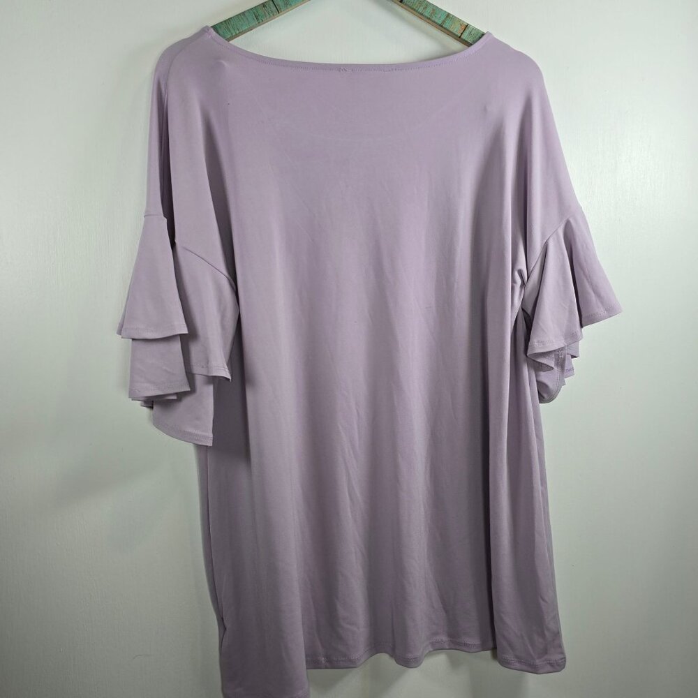 Zenana, Springy, Double Ruffle Layered Slv, Lavendar, Top, Boutique, Sz 1X, NWOT - Picture 4 of 7
